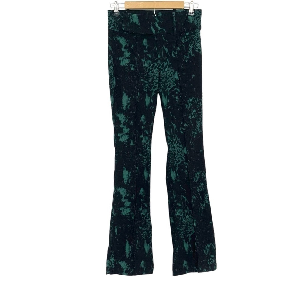 Urban Outfitters Size 8 Y2K Black Green Animal Print Low Rise Flare Leg Pants